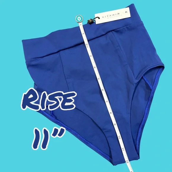NWT Vitamin A Elena High Rise bikini bottoms in royal blue. Size 4/XS 👙☀️👒 - Picture 6 of 9